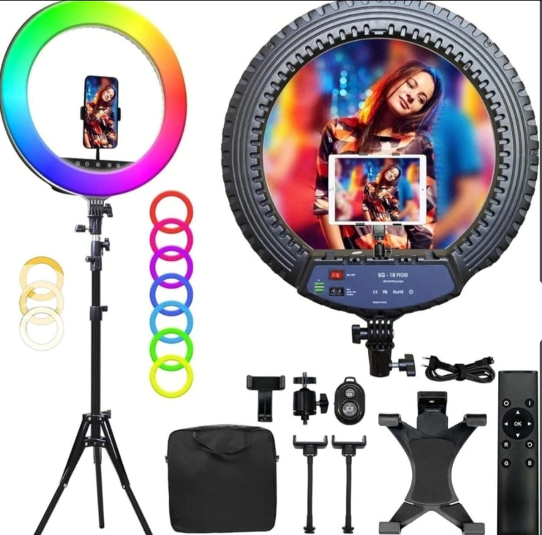 HQ-18 RGB Ring Light with Tripod and Accessories