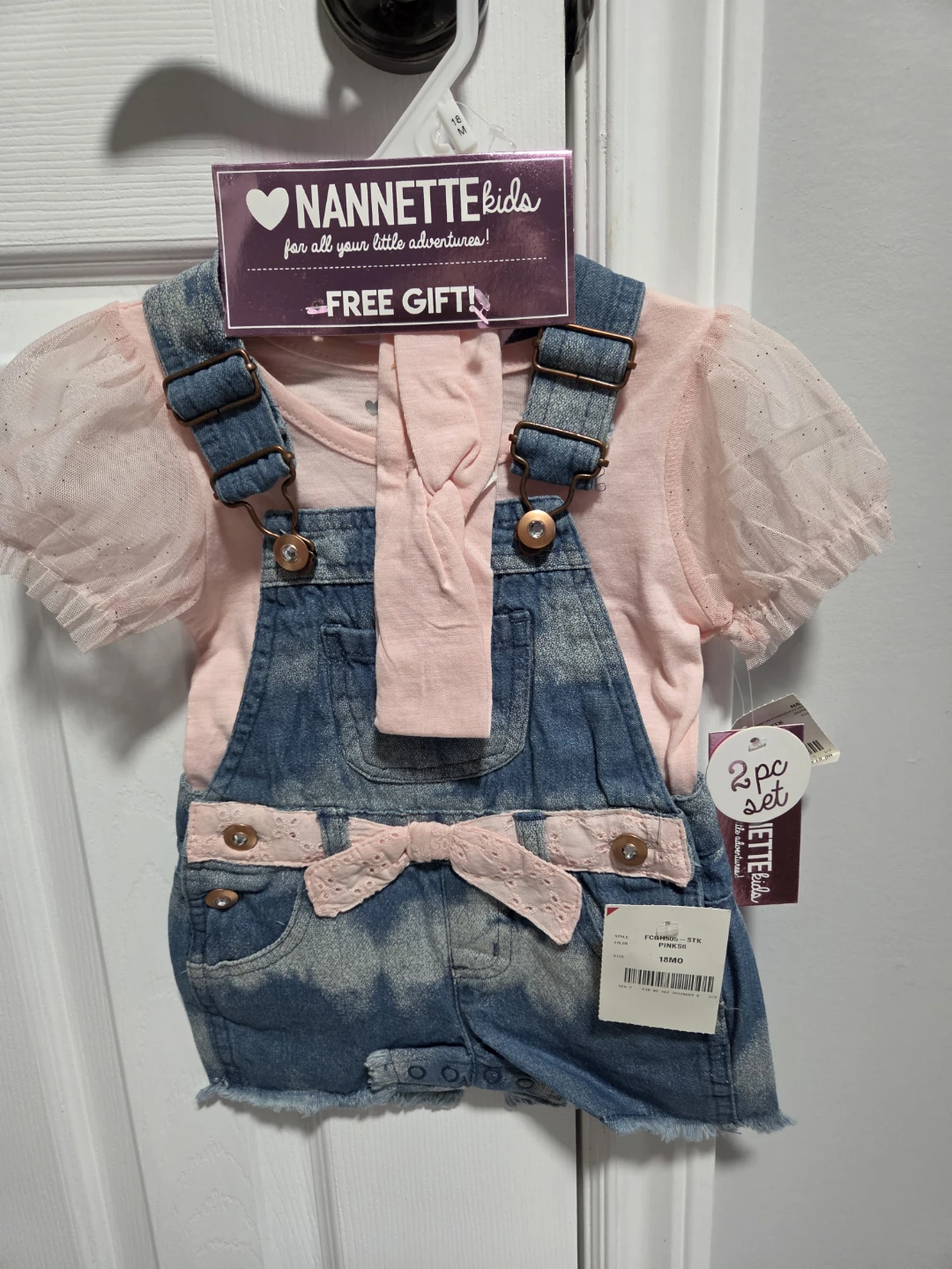 Nannette Kids Baby Girls 2-Piece Set Overalls & Top