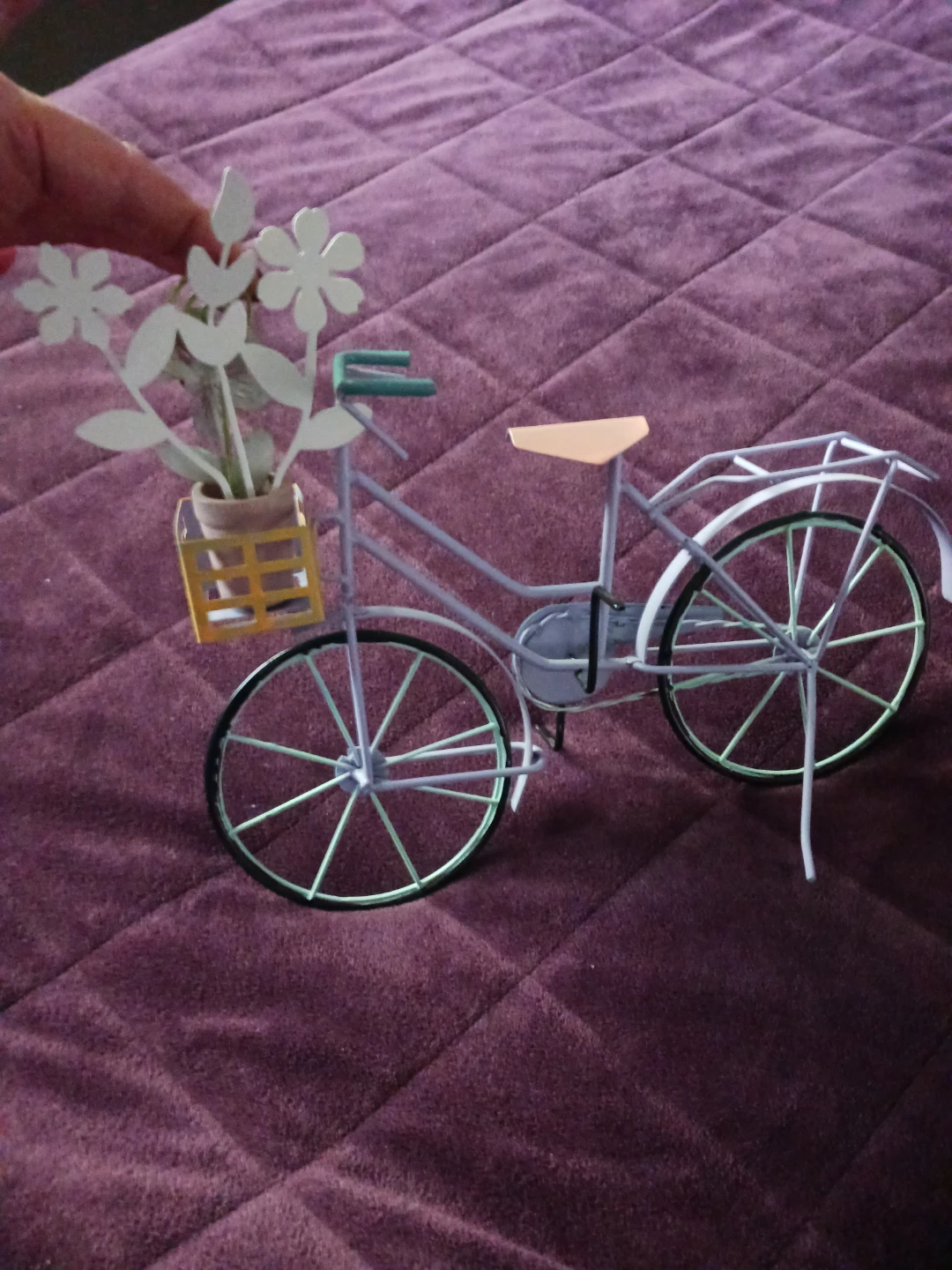 Purple Decorative Metal Bicycle with Flowers - photo 3