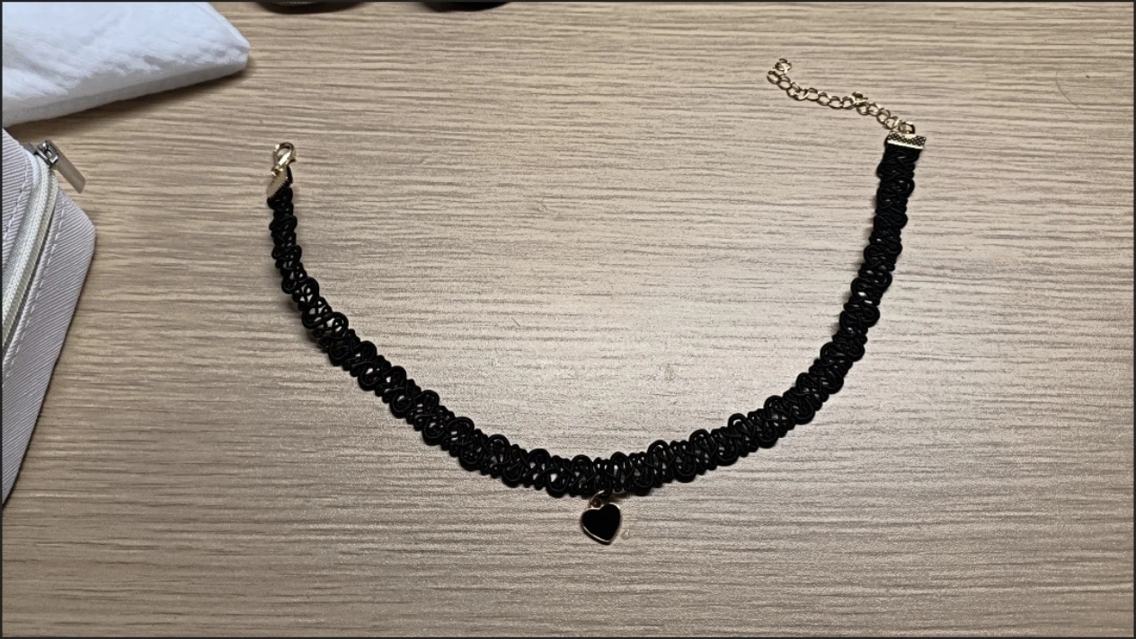 Black Choker Necklace with Heart Charm