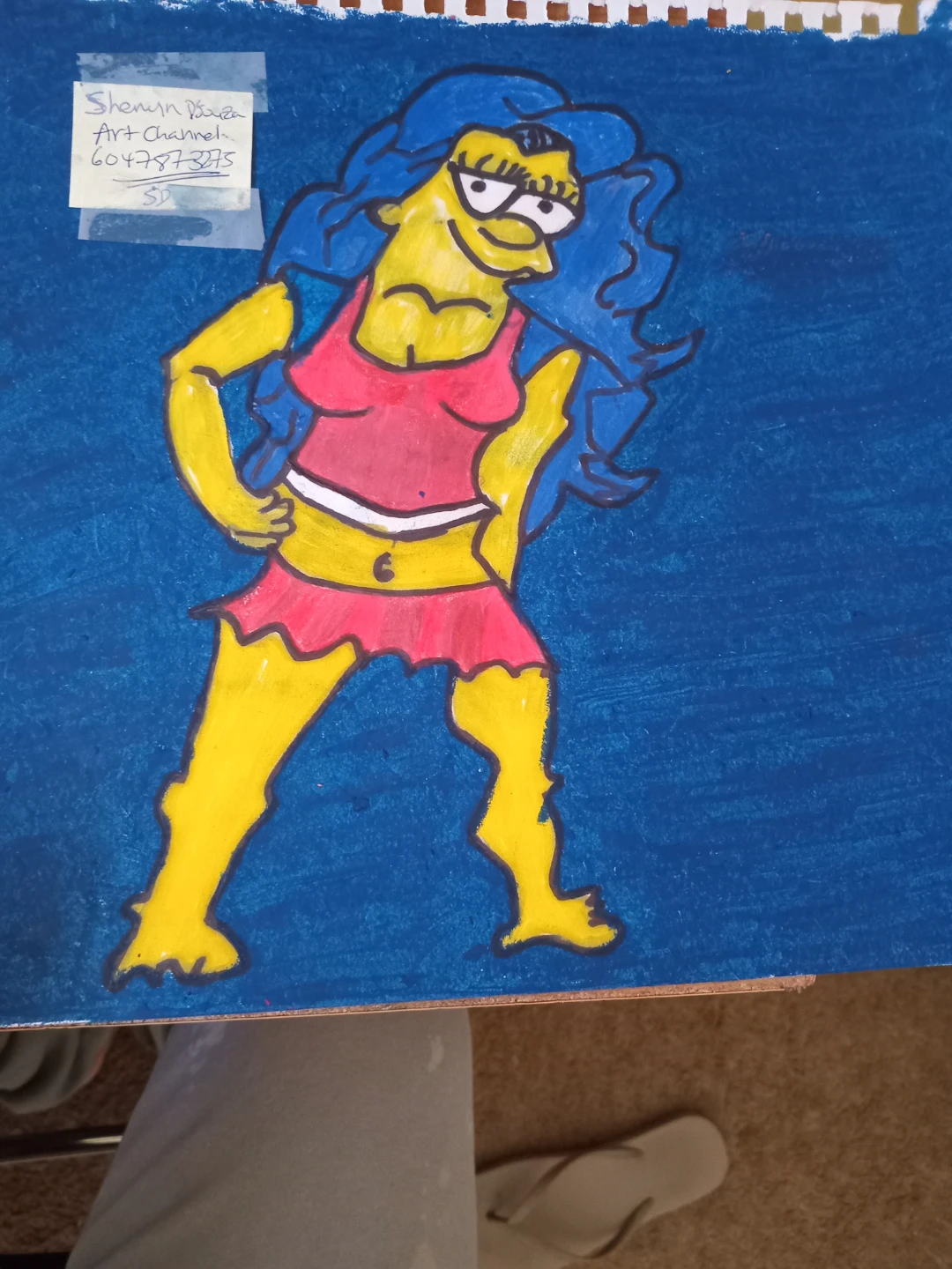 Young Marge Simpson Drawing Illustration by Me