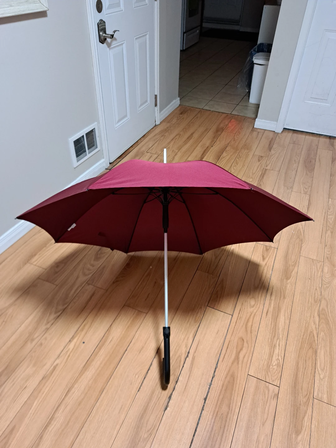 Black and Burgundy Umbrella with Curved Handle - photo 3
