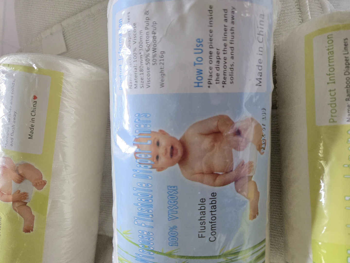 Viscose and Bamboo Flushable Diaper Liners