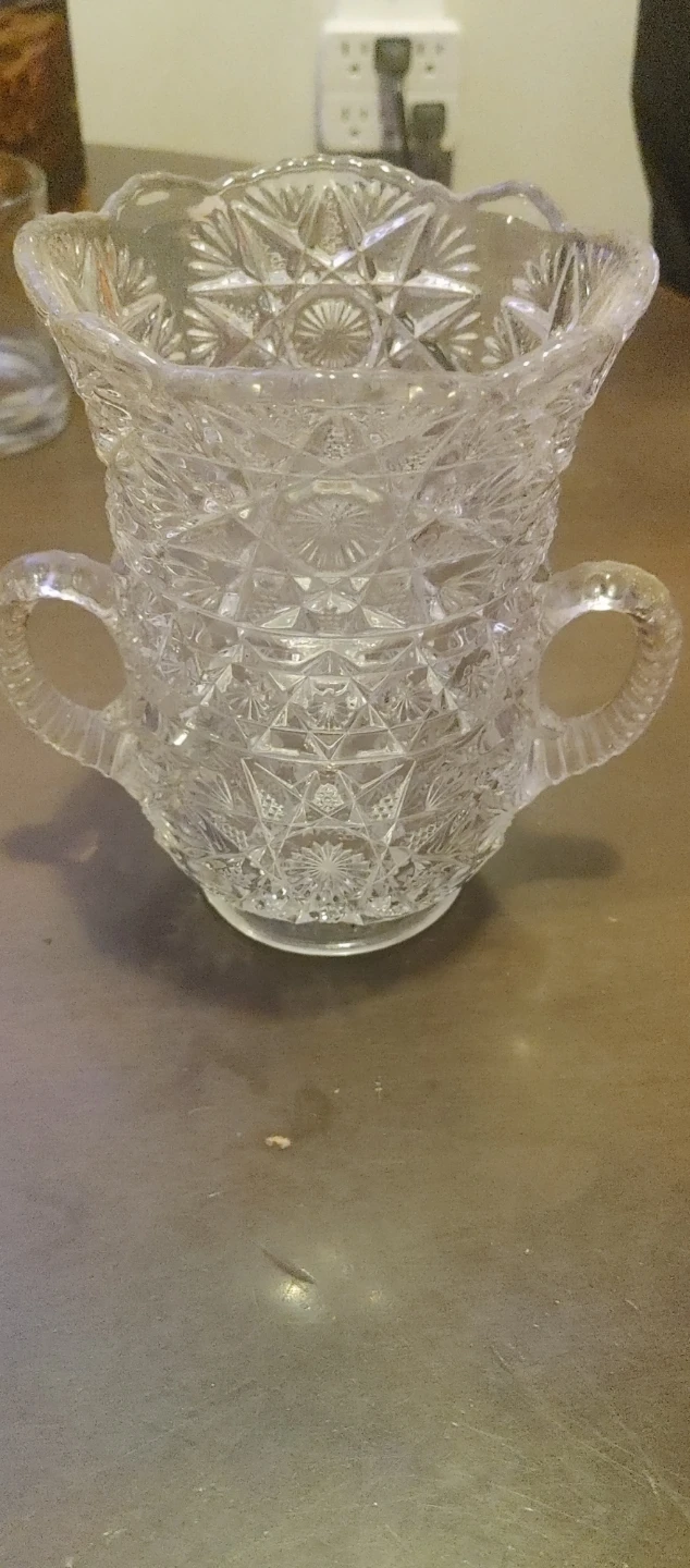 Vintage Clear Glass Vase with Handles
