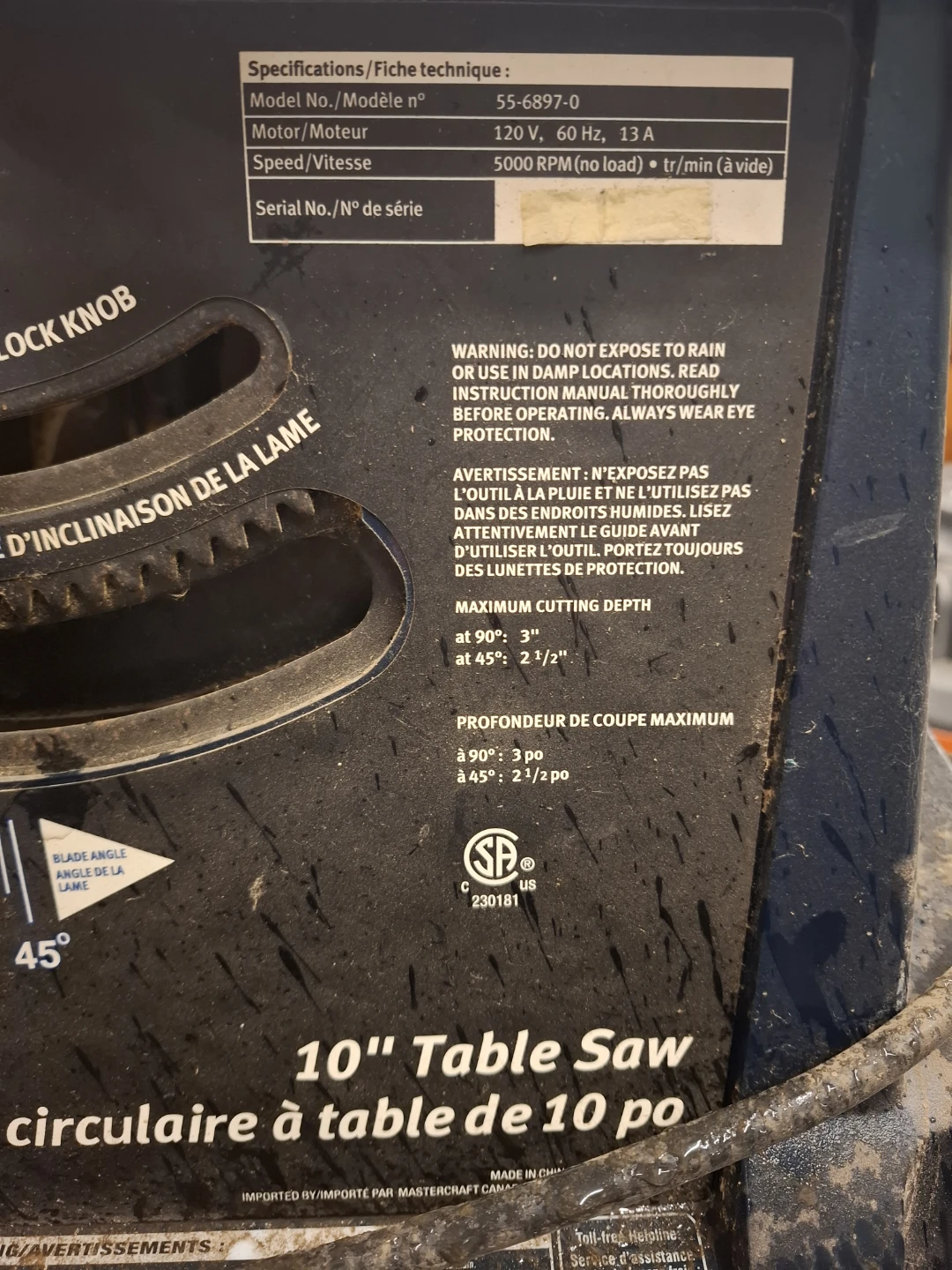 Mastercraft 10" Table Saw with Stand - photo 3