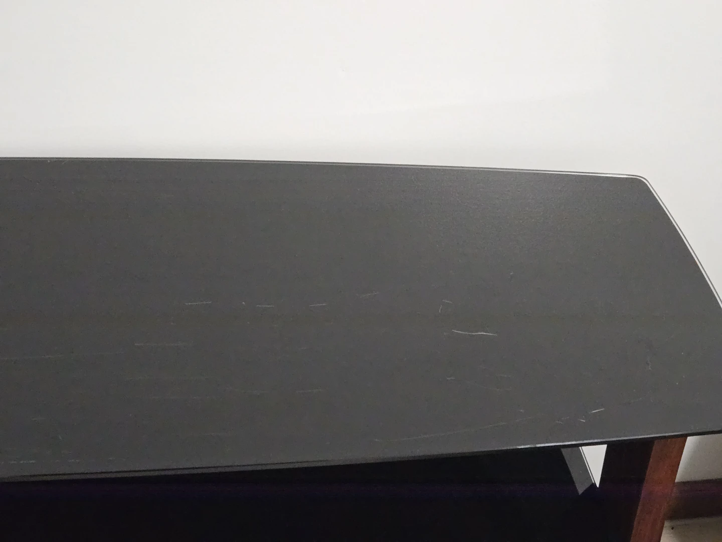 Three Tier Black Glass and Wood/Metal TV Stand - photo 5