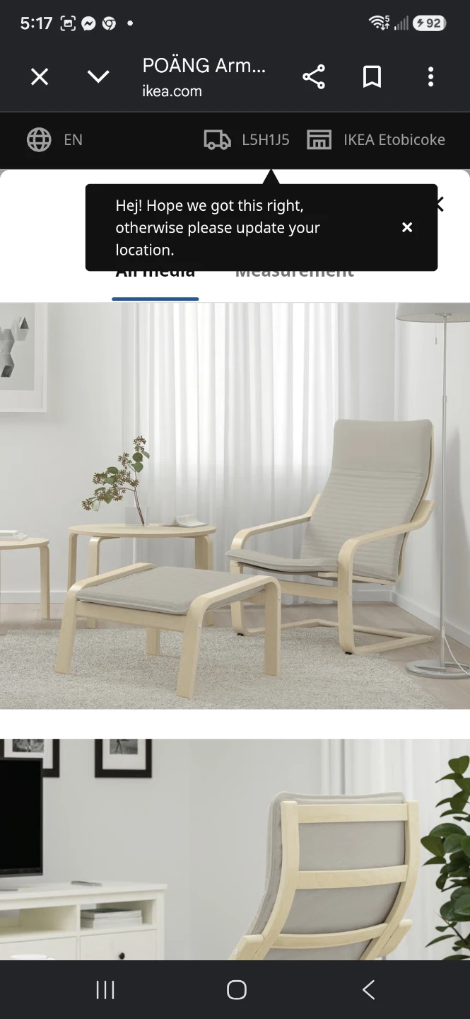 IKEA POÄNG Armchair and Ottoman