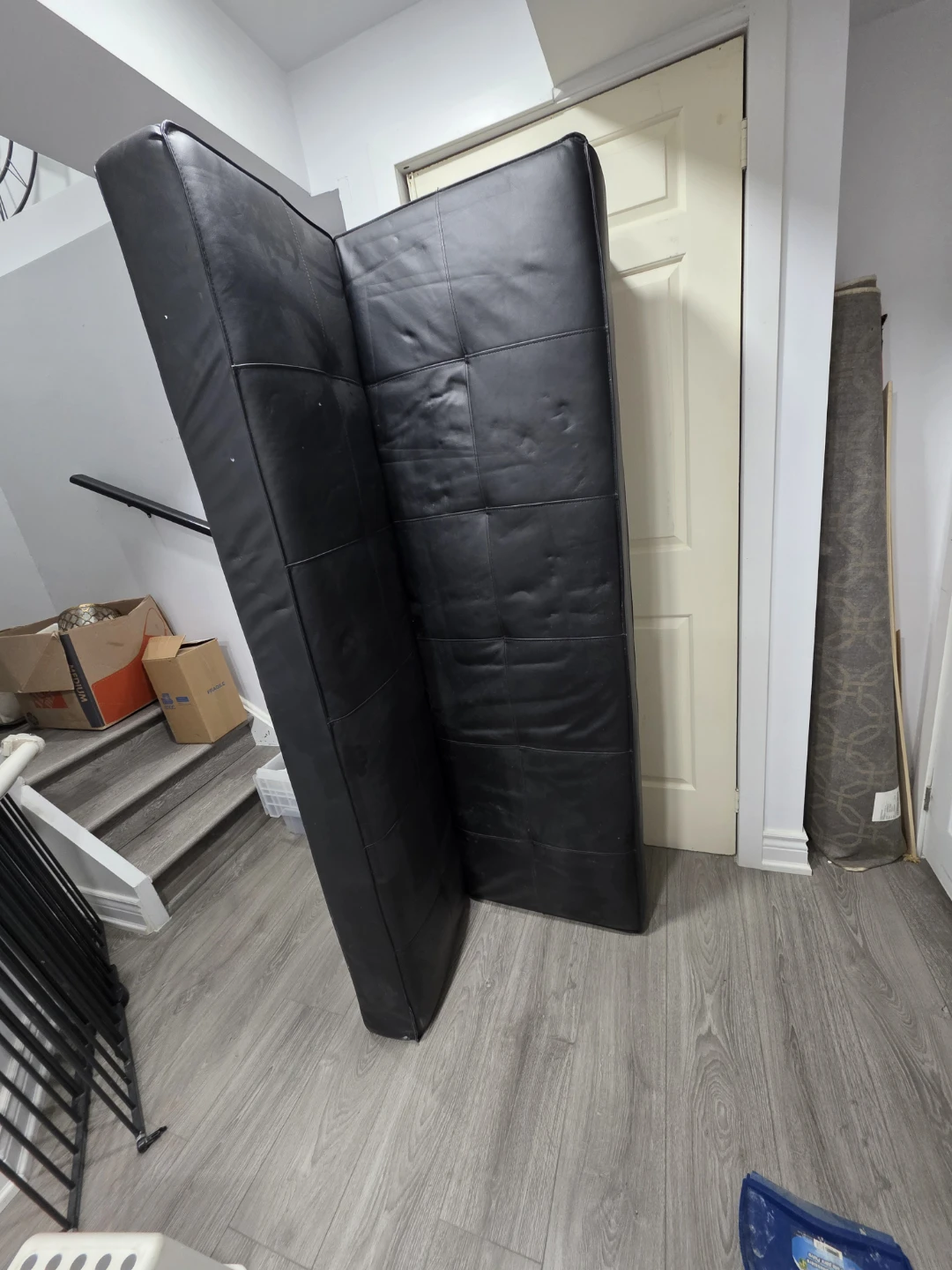 Black Faux Leather Futon Sofa Bed - photo 2