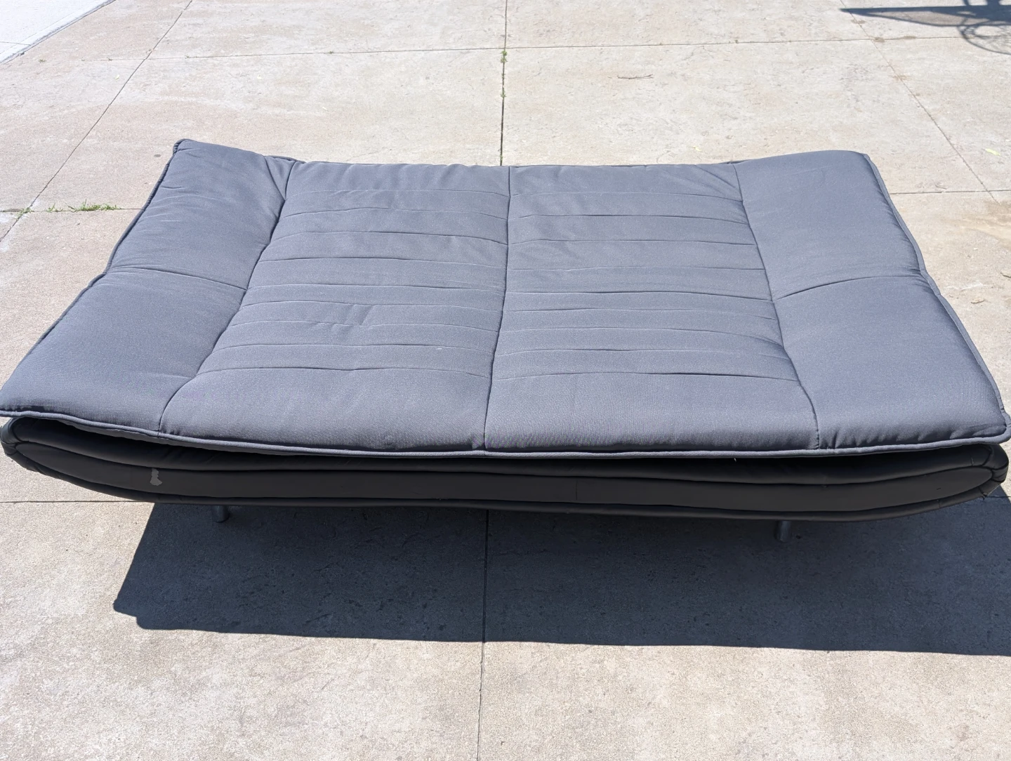 Convertible Sofa Bed - Black Faux Leather & Grey Fabric - photo 5