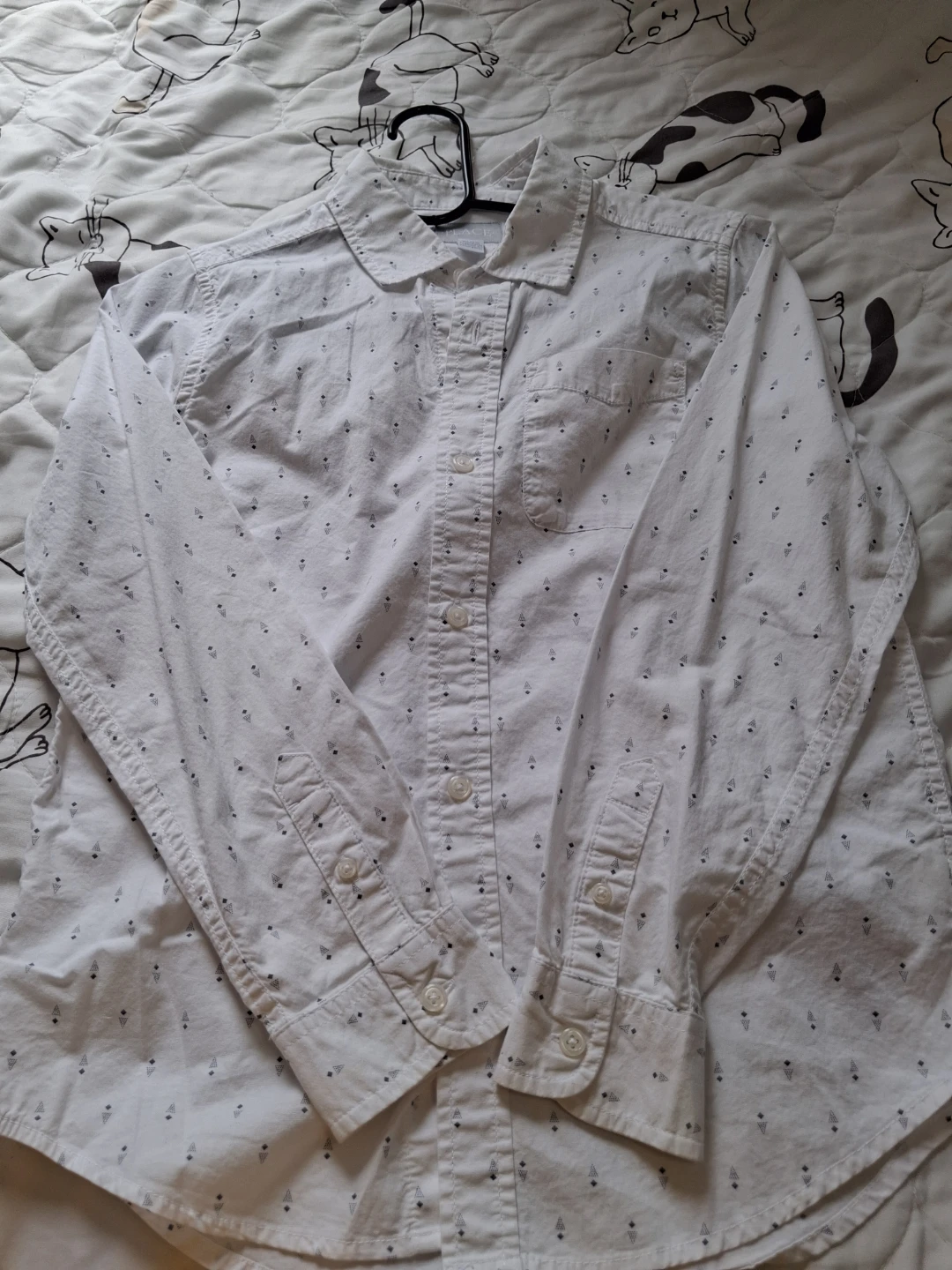 The Children's Place White Patterned Button-Down Shirt Size L