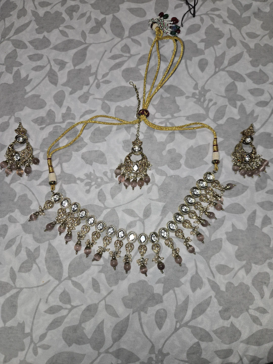 Indian Jewellery Set Necklace Earrings Tikka