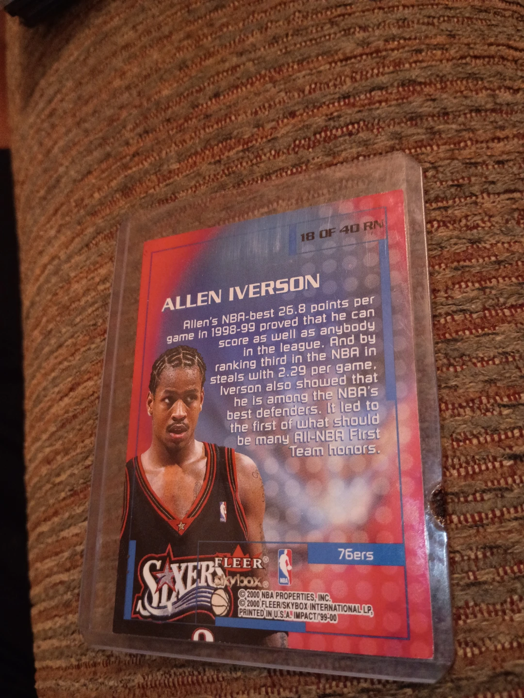 1999 Fleer Skybox Allen Iverson Basketball Card - photo 2