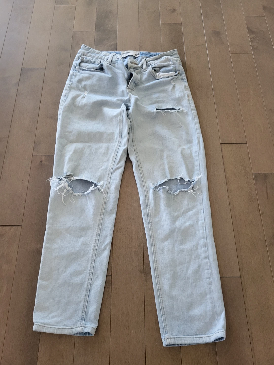 Light Wash Distressed Mom Jeans