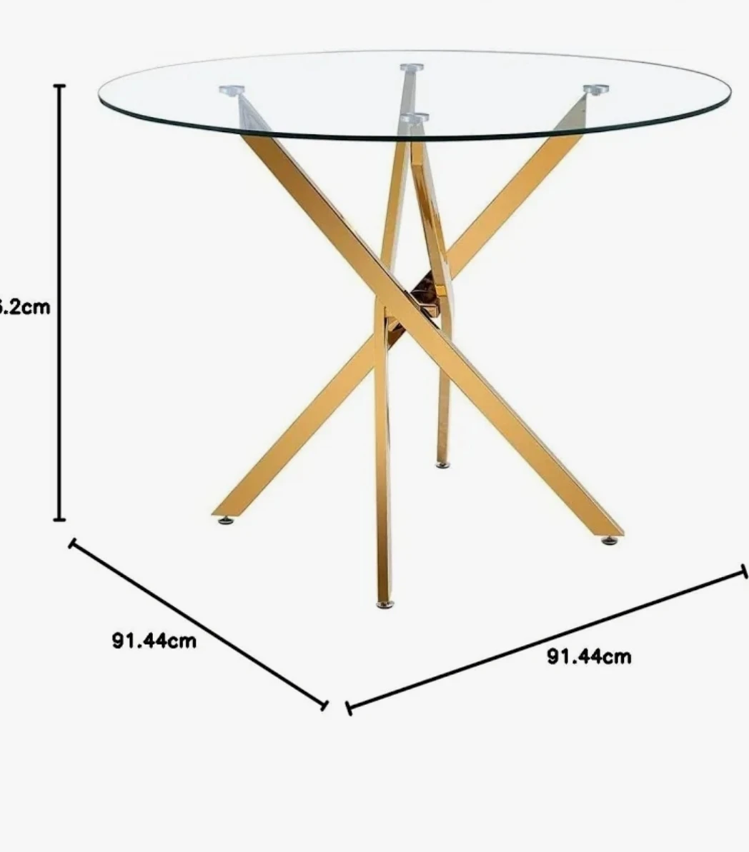 Glass and Gold X-Base Dining Table - photo 4