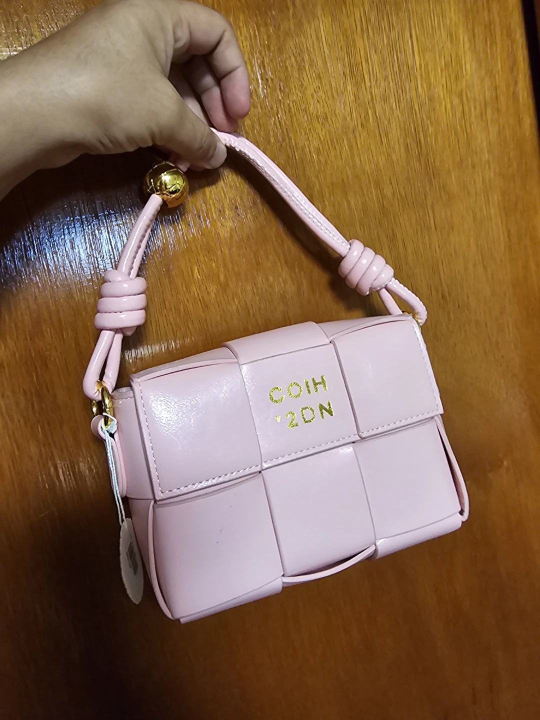 Pink Woven Handbag