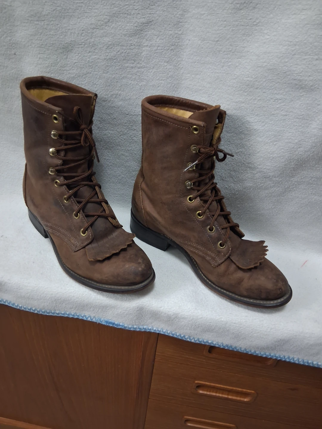 Laredo Brown Leather Lace-Up Boots