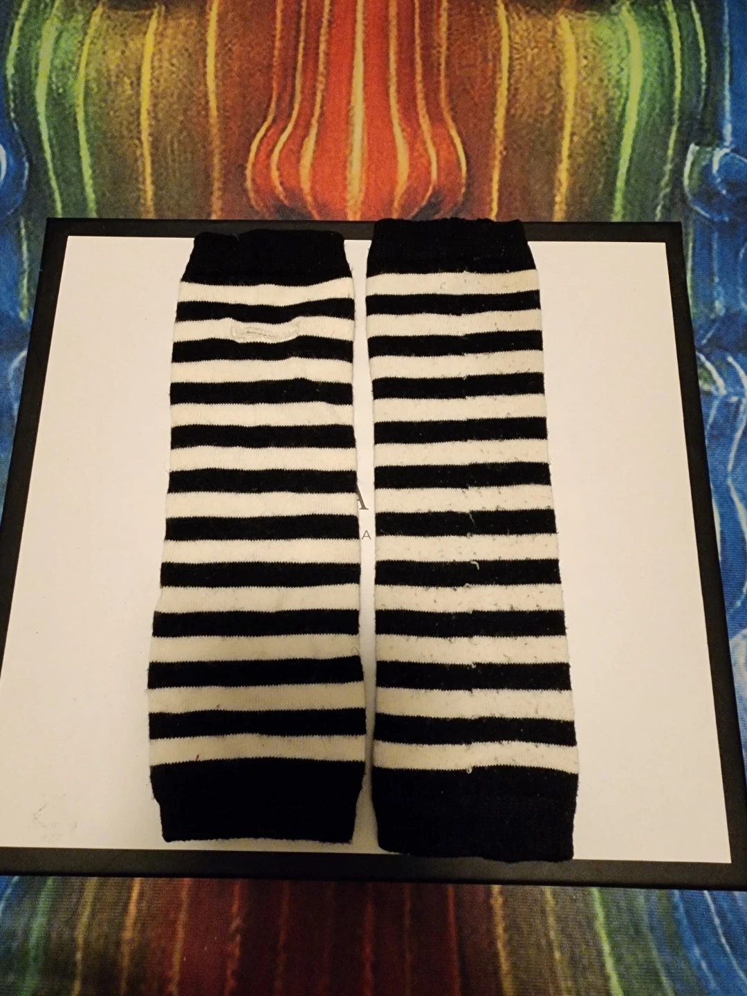 Black and White Striped Arm Warmers