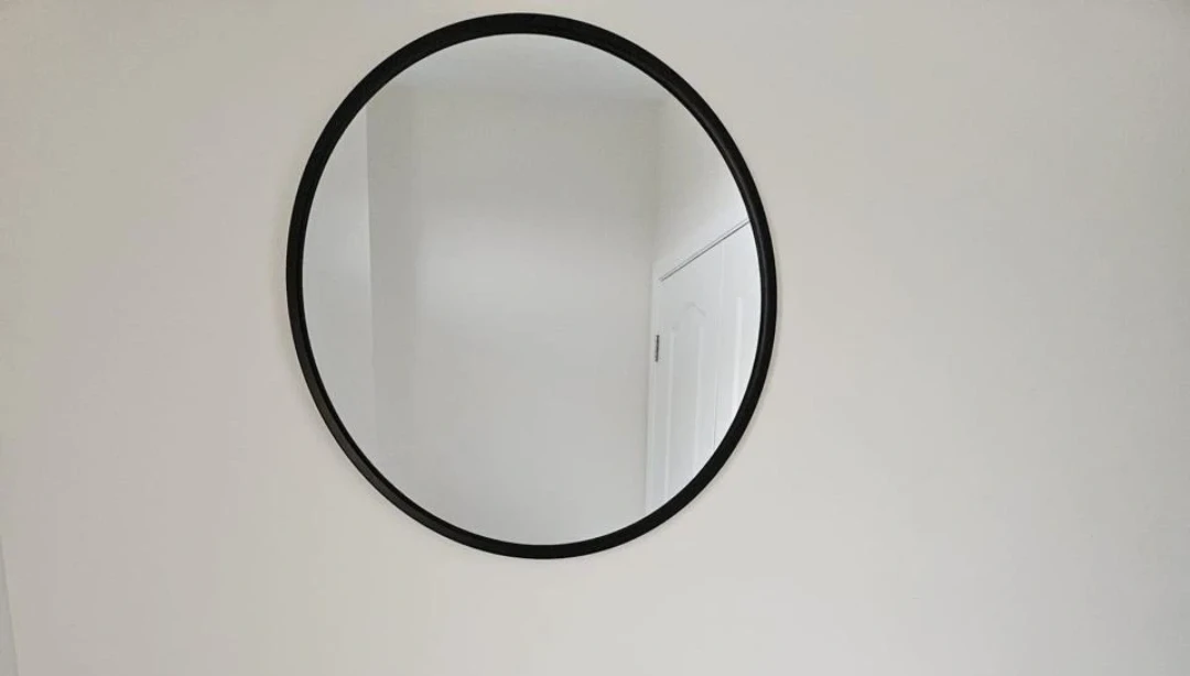 Round Black Framed Wall Mirror