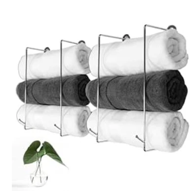 MOVING SALE - Silver Towel Storage Set of 2