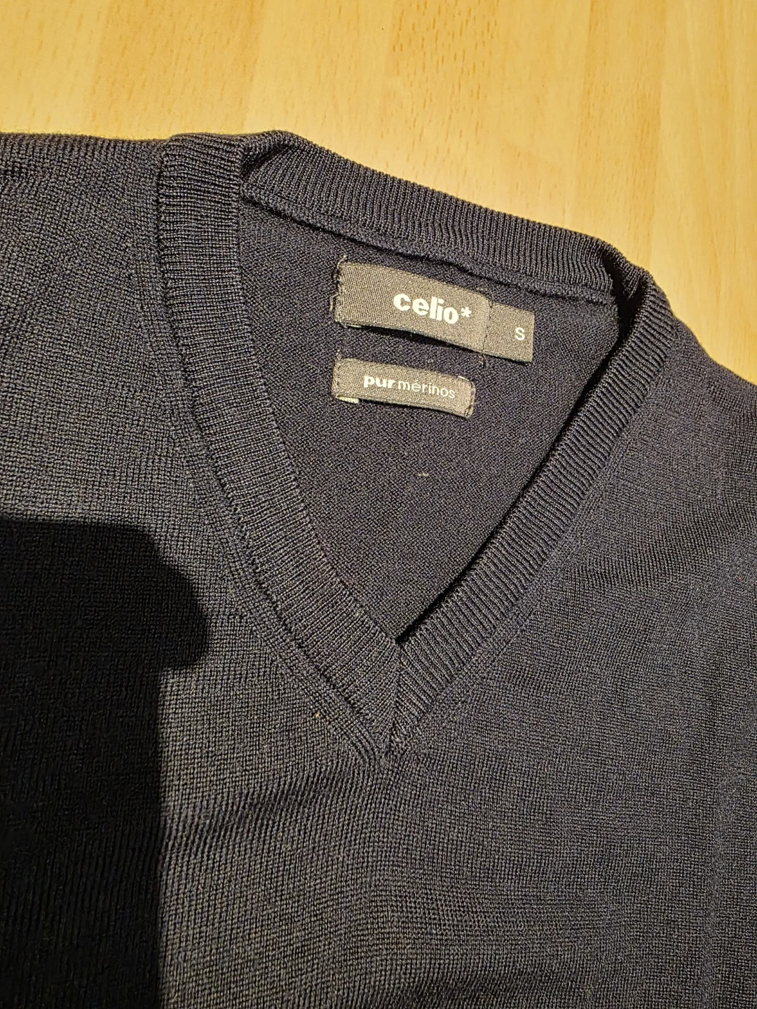 Celio Men's V-Neck Sweater - Pure Merino Wool - Navy Blue - photo 2