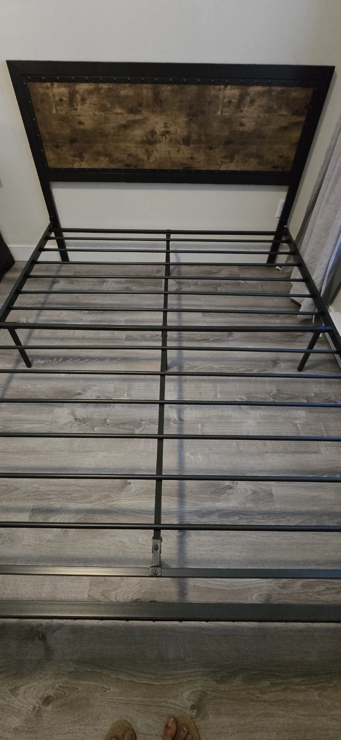 Queen Black Metal Bed Frame with Headboard – Easy 15-Min Setup!!