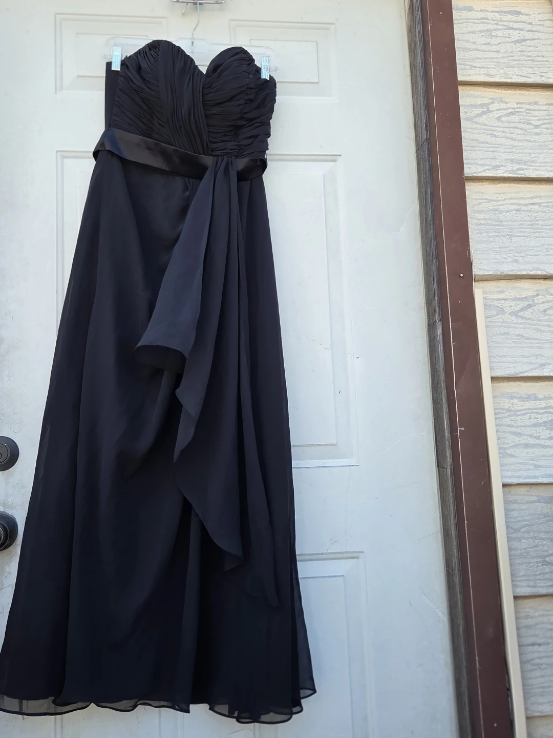 Pretty Maids Black Strapless Chiffon Dress Size 14