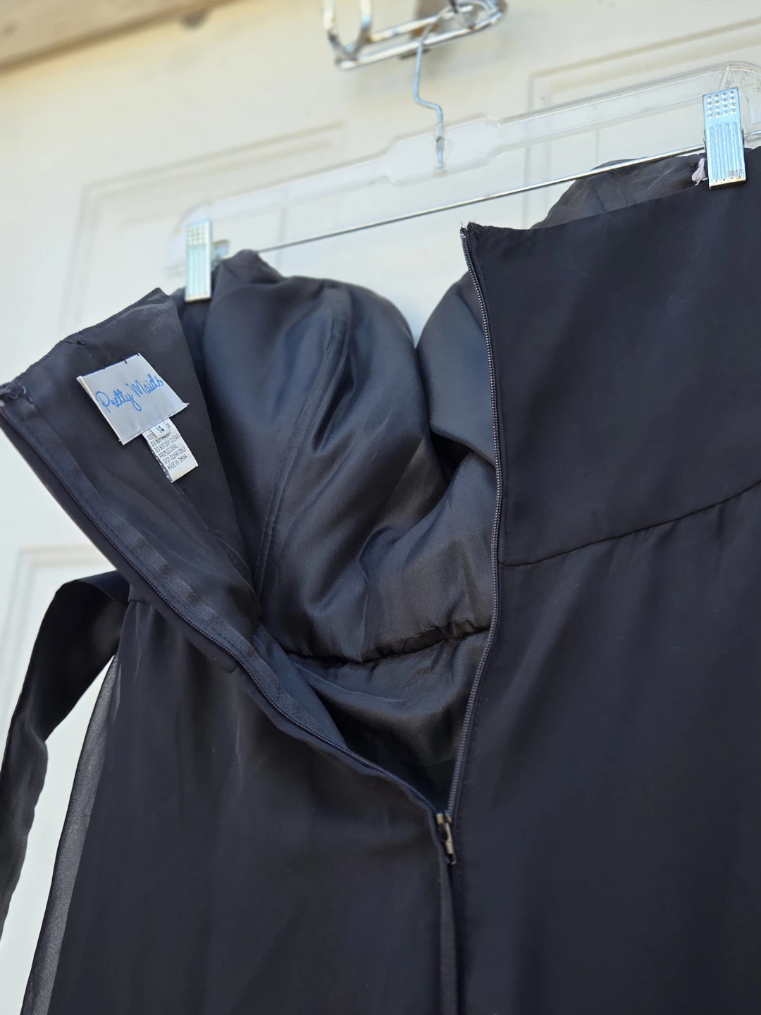Pretty Maids Black Strapless Chiffon Dress Size 14 - photo 5