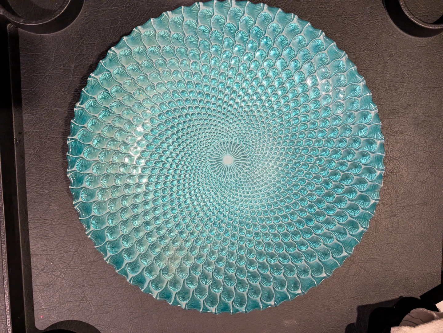 Decorative Teal Glass Plate - photo 3
