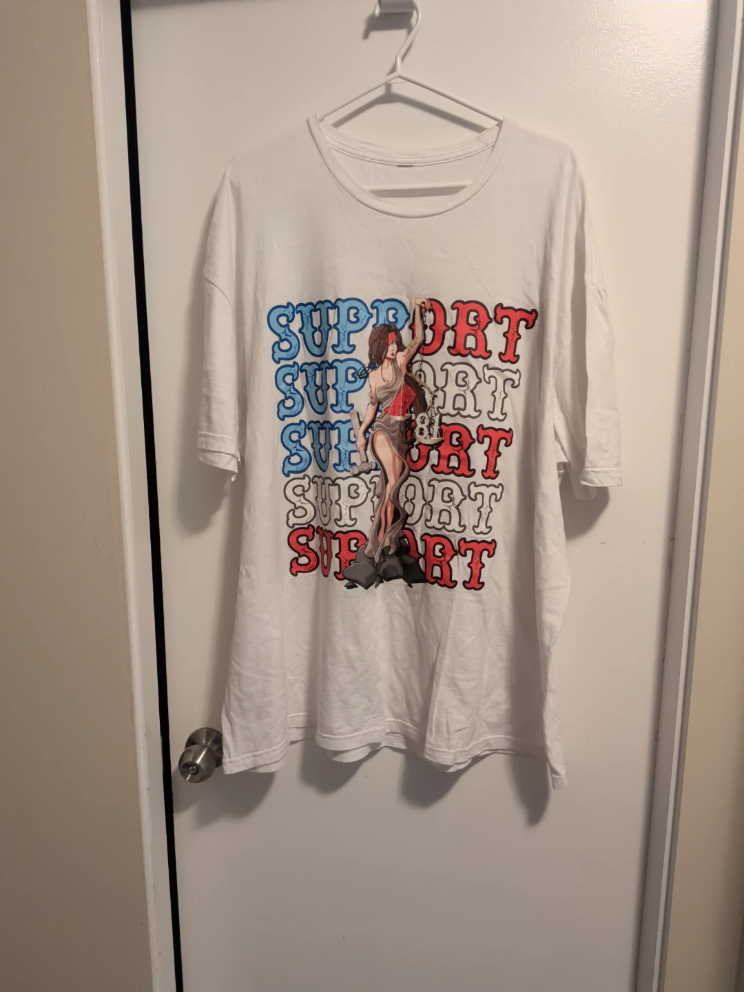 White T-Shirt with Support Graphic