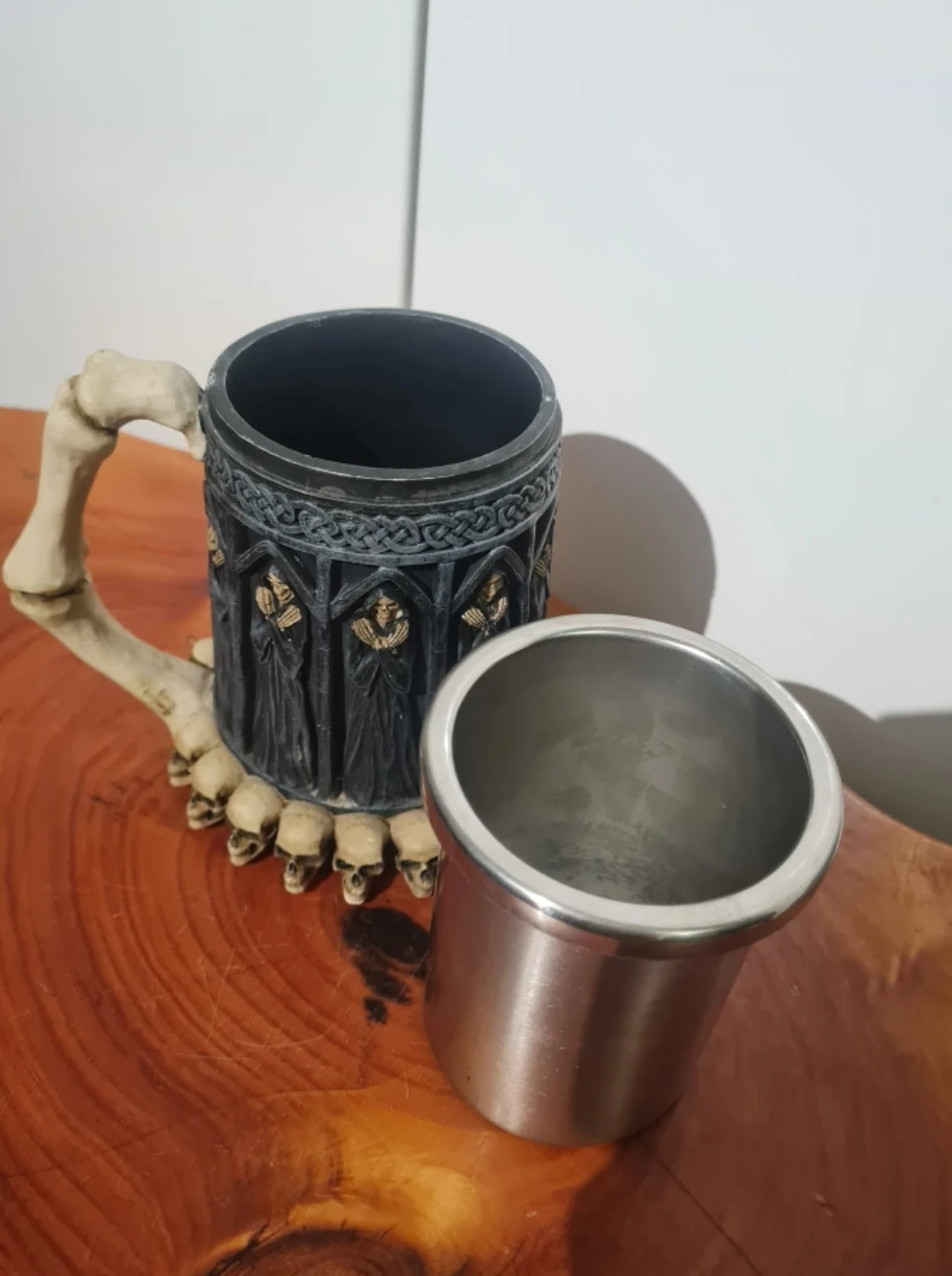 Gothic Skull Tankard Mug with Stainless Steel Insert - photo 2
