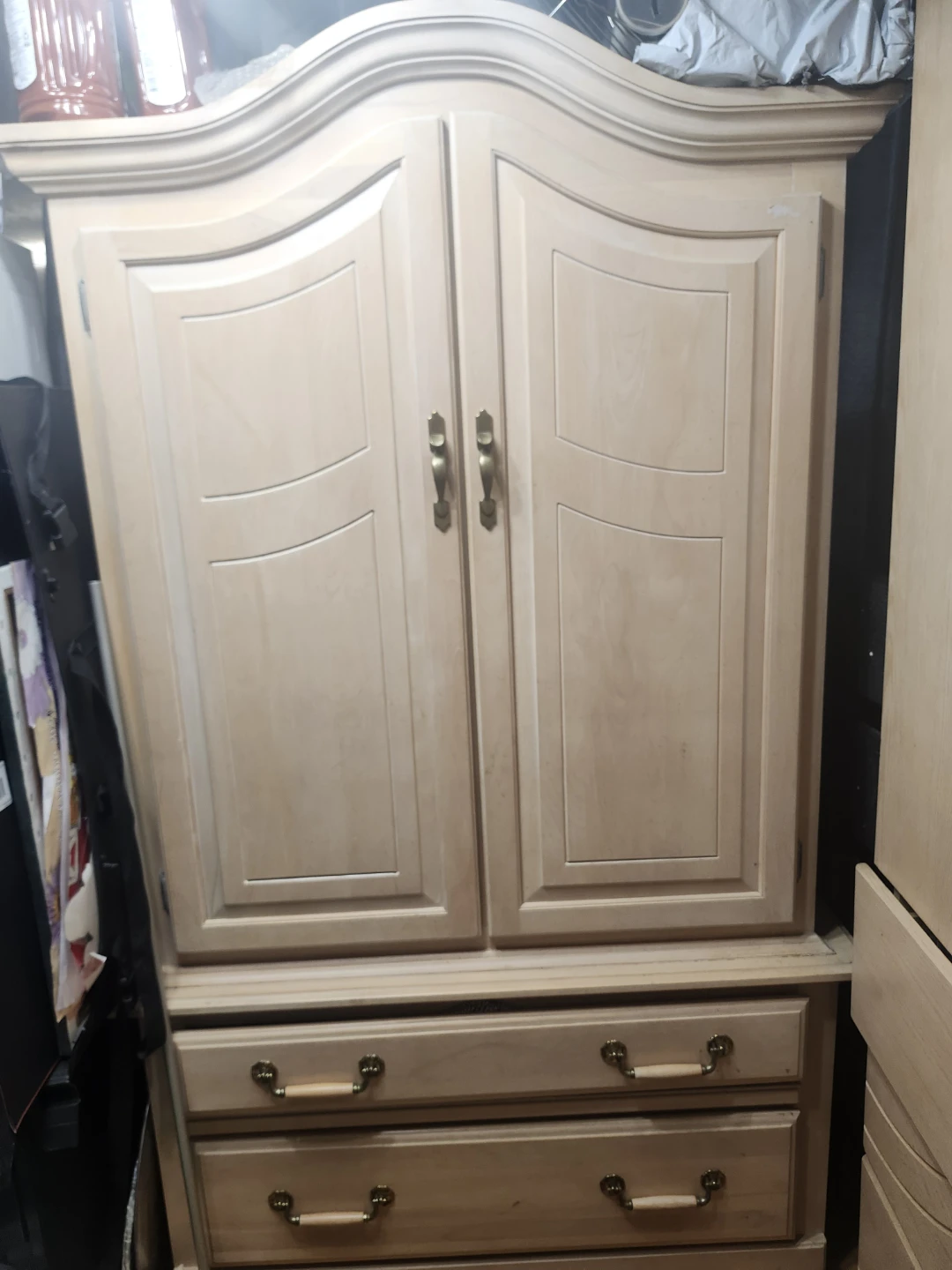 Light Wood Armoire with Drawers