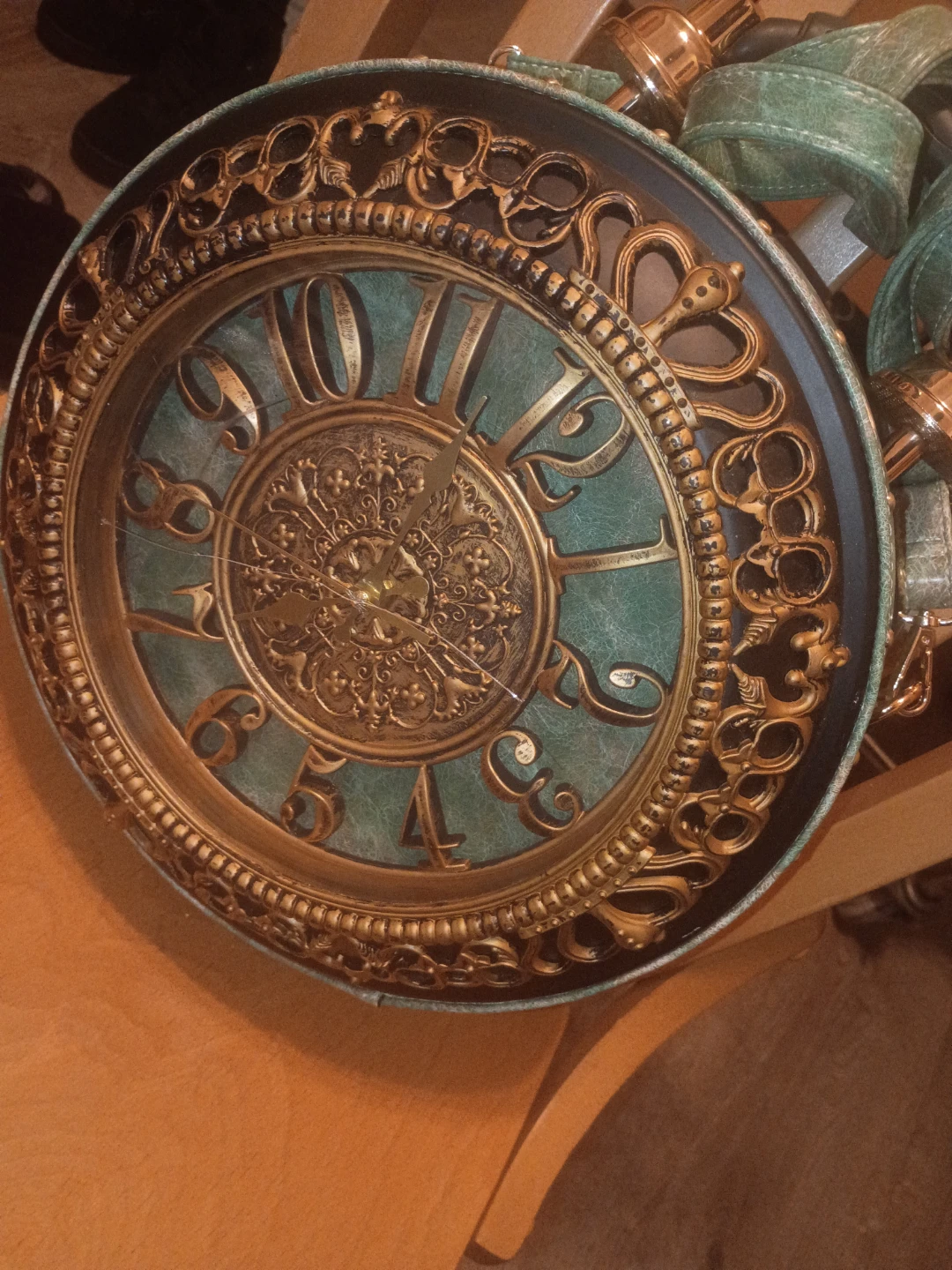 Round Green Faux Leather Clock Face Handbag