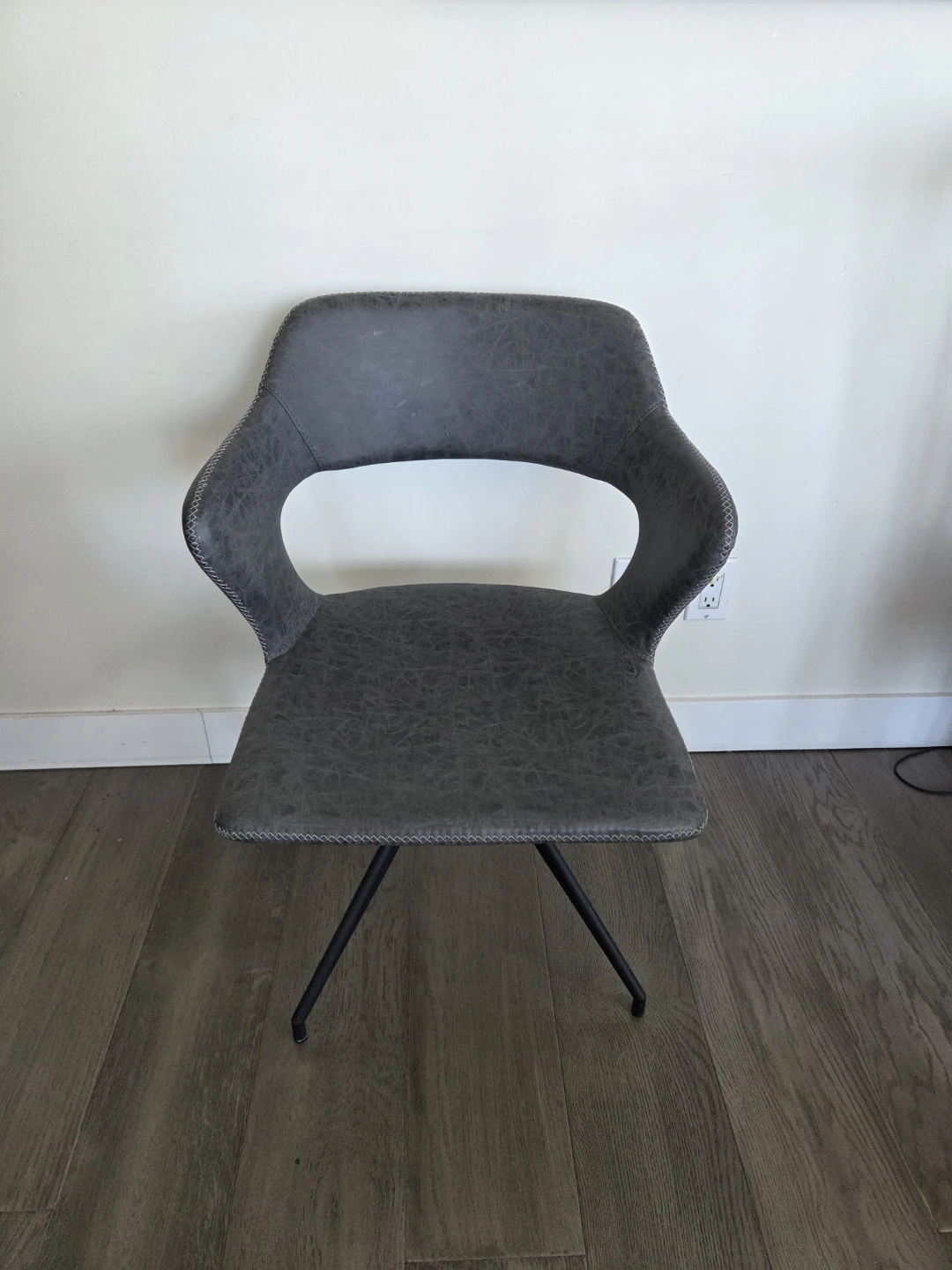 Grey Faux Leather Swivel Chair