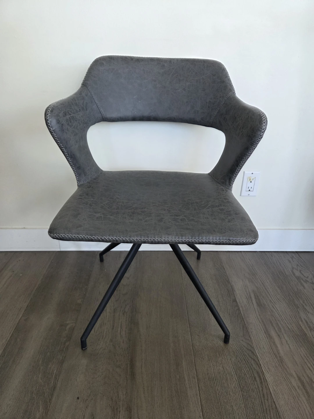 Grey Faux Leather Swivel Chair - photo 2