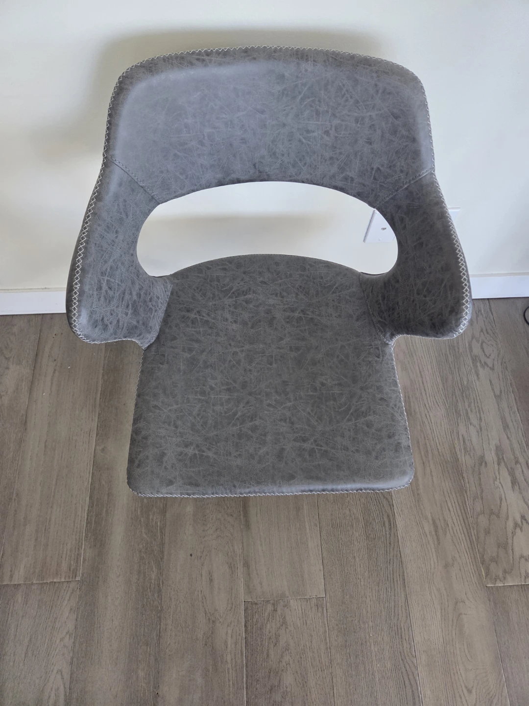 Grey Faux Leather Swivel Chair - photo 3