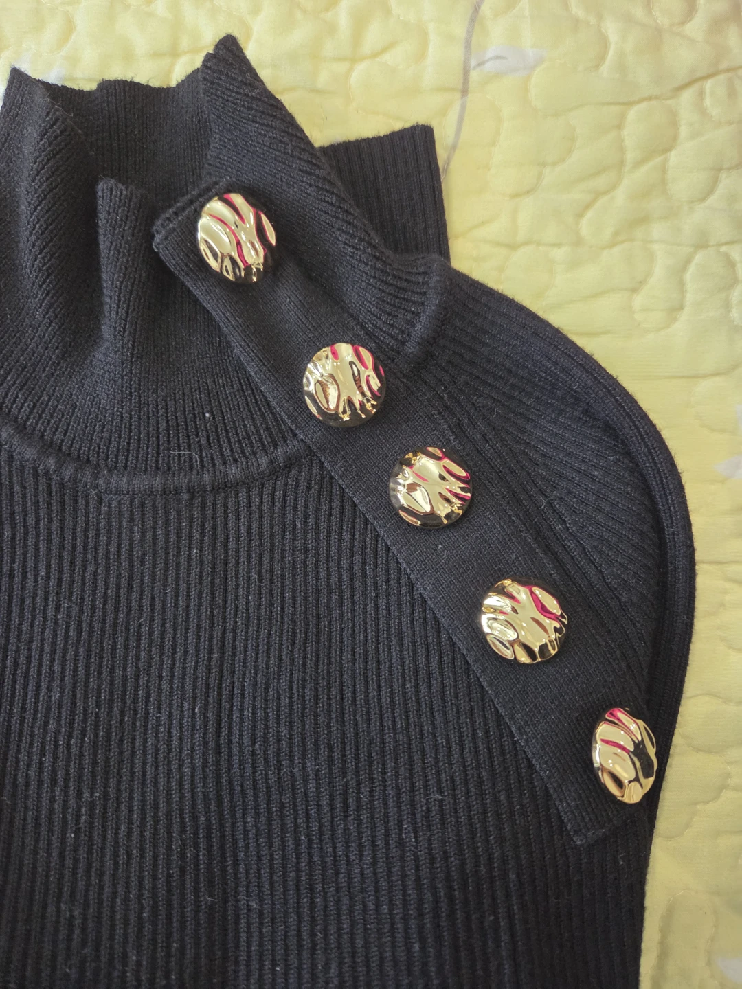 Zara Knit Black Turtleneck Sweater with Buttons - photo 4