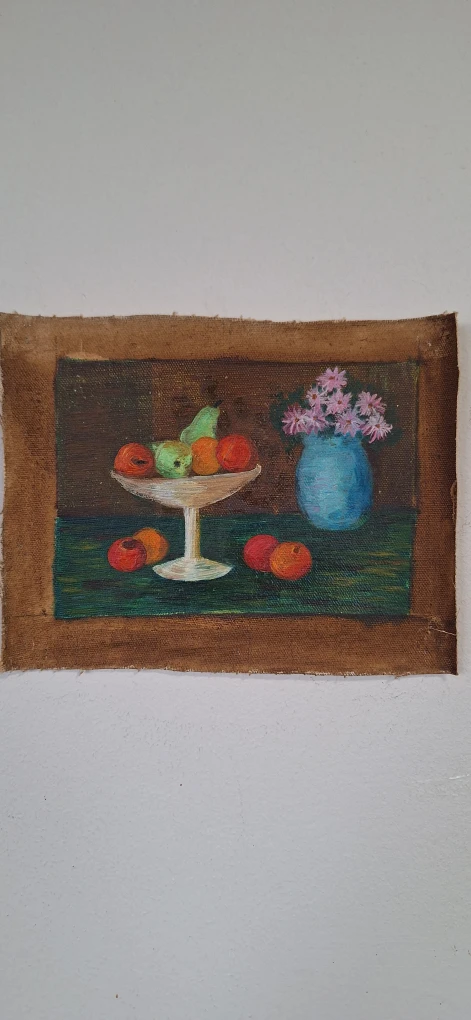 Oil Painting Still Life Fruit and Flowers