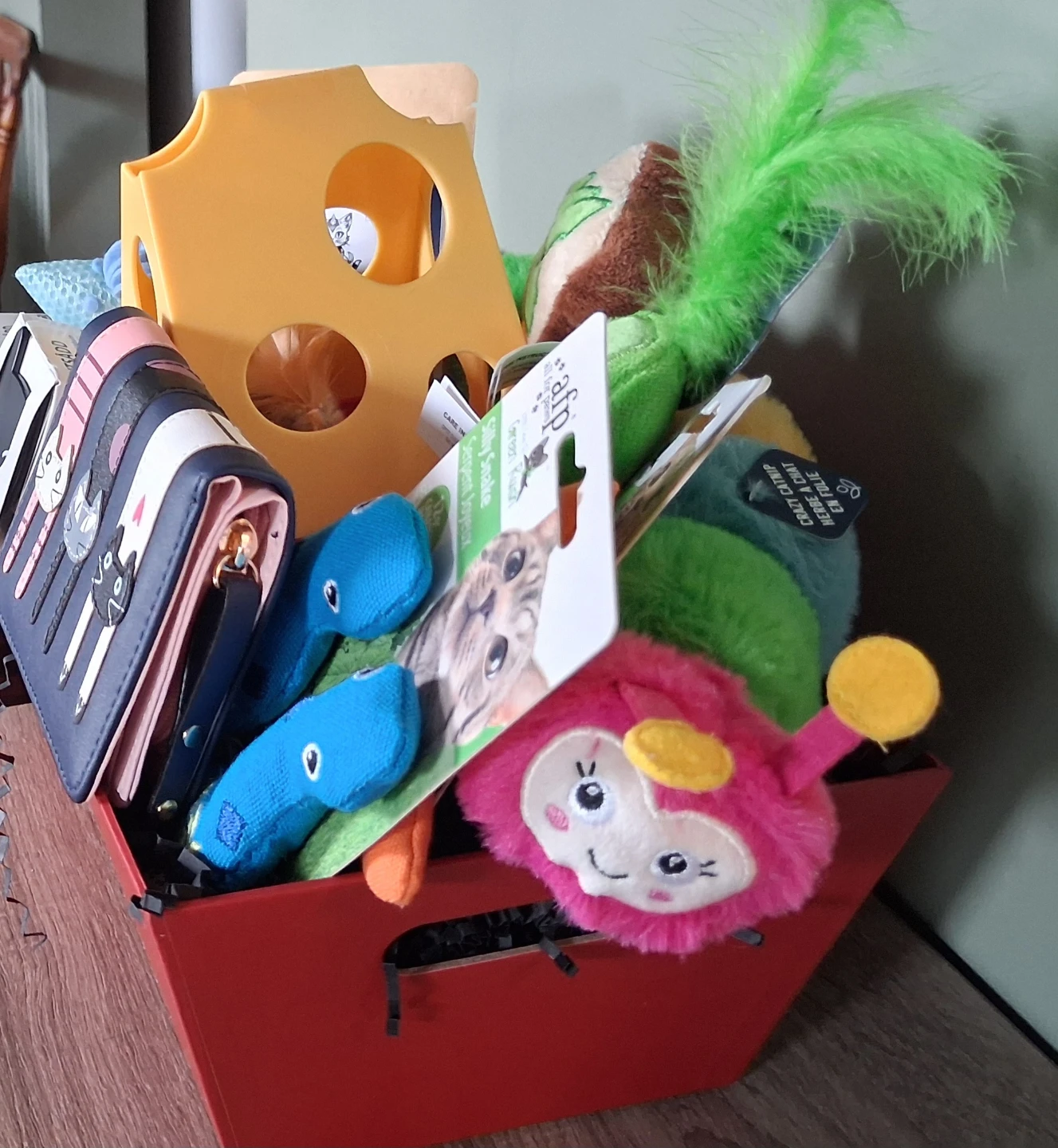 Cat Lovers Gift Basket with Various Toys and Accessories