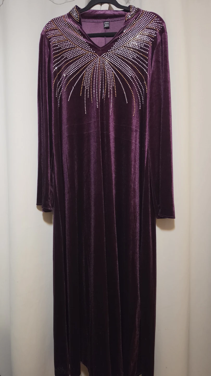 Purple Velvet Dress with Rhinestone Embellishment