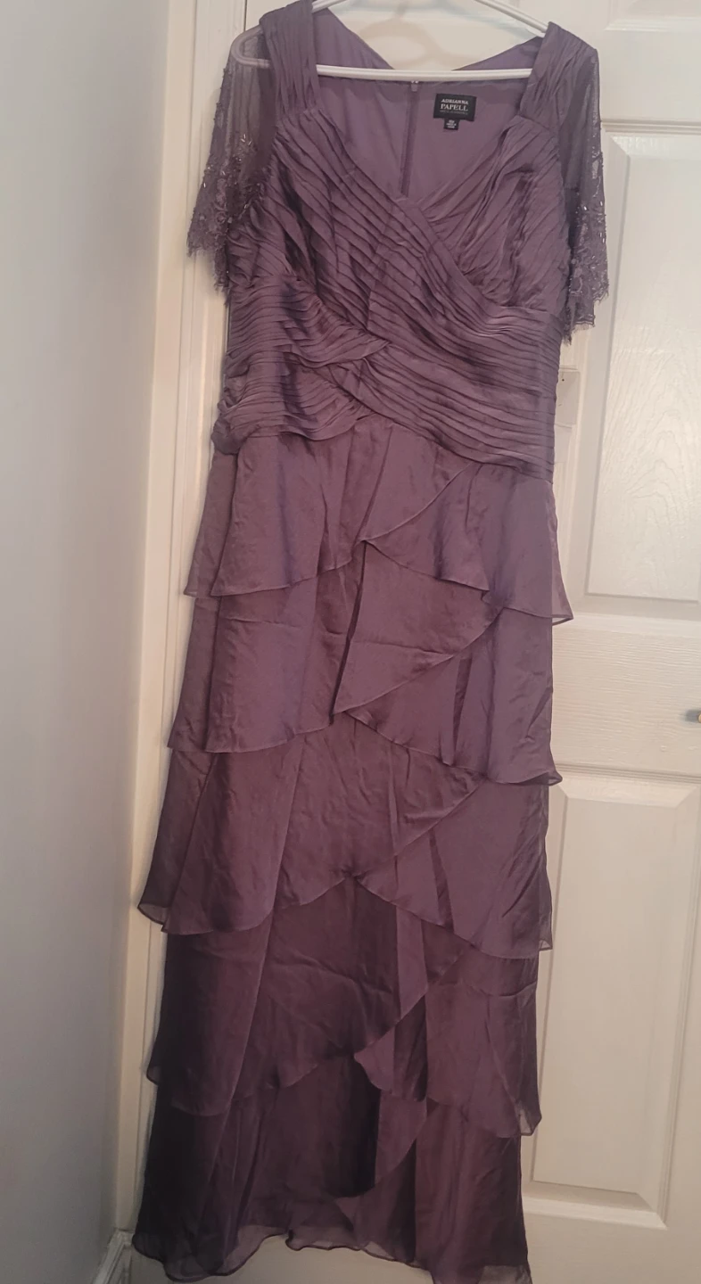 London Times Beaded Sleeve Tiered Maxi Dress