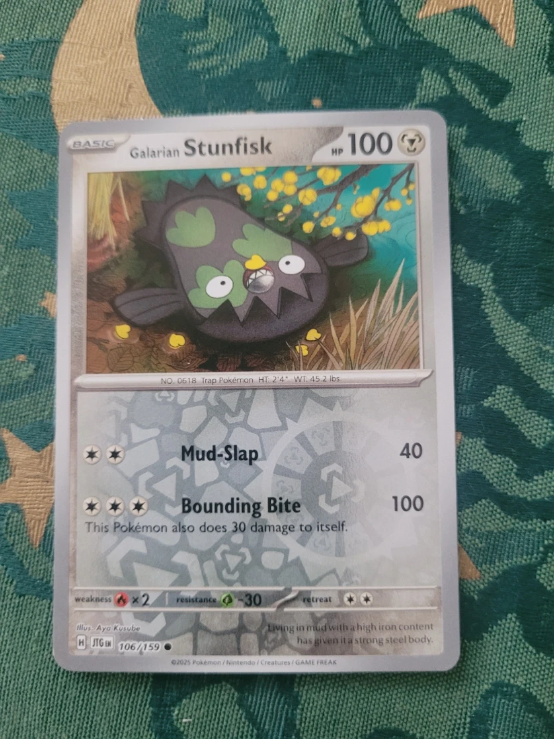 Pokemon Galarian Stunfisk Reverse Holo Card ⚽