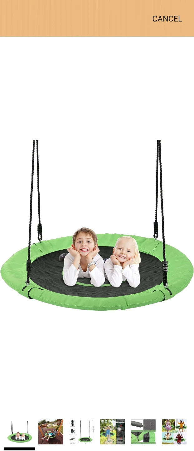 40" Round Disc Swing Set with Adjustable Ropes