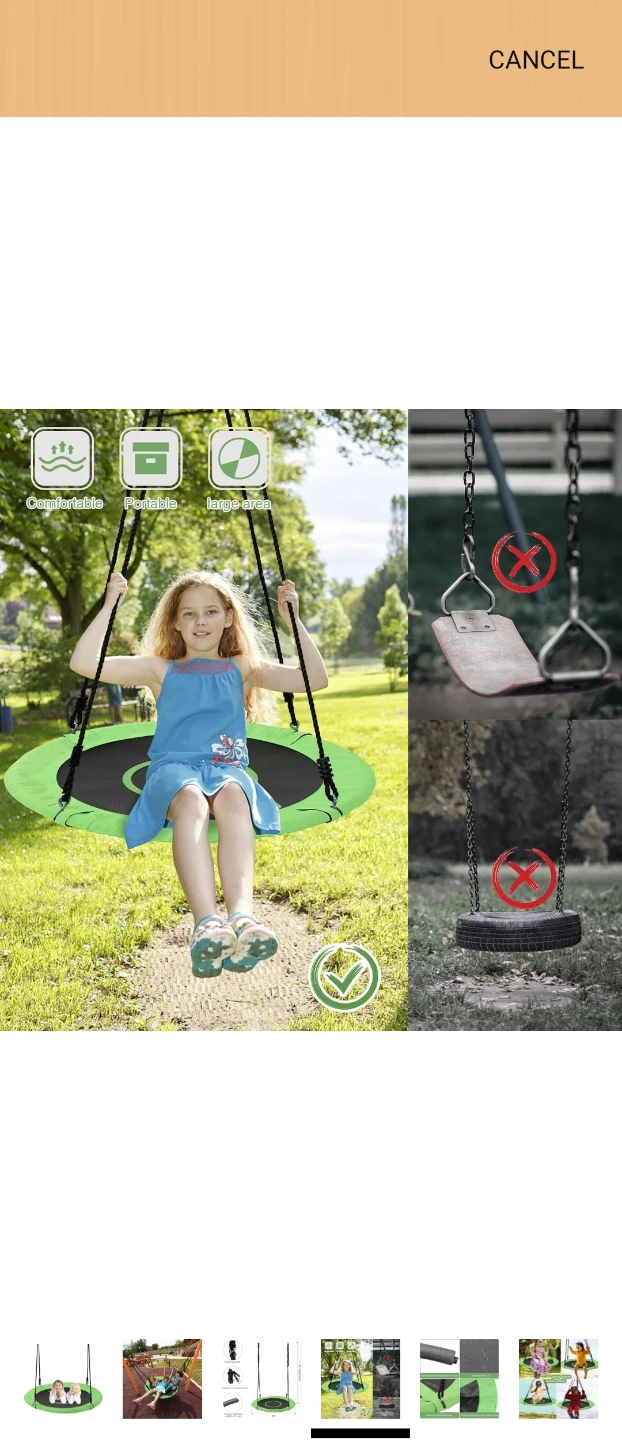 40" Round Disc Swing Set with Adjustable Ropes - photo 4