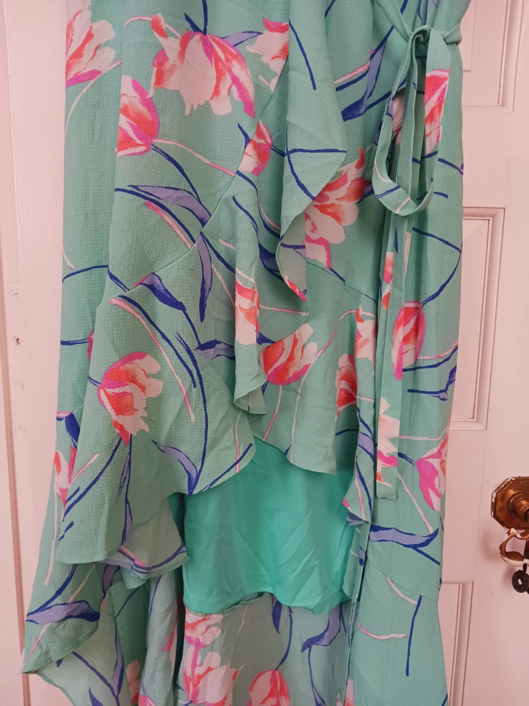 New!! Donna Morgan Floral Boho Ruffled Wrap Dress. XL. - photo 5