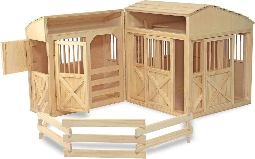 Wooden Toy Barn with Fence and Accessories - photo 2