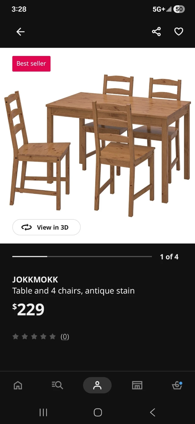IKEA JOKKMOKK Solid Wood Table with 2 Chairs