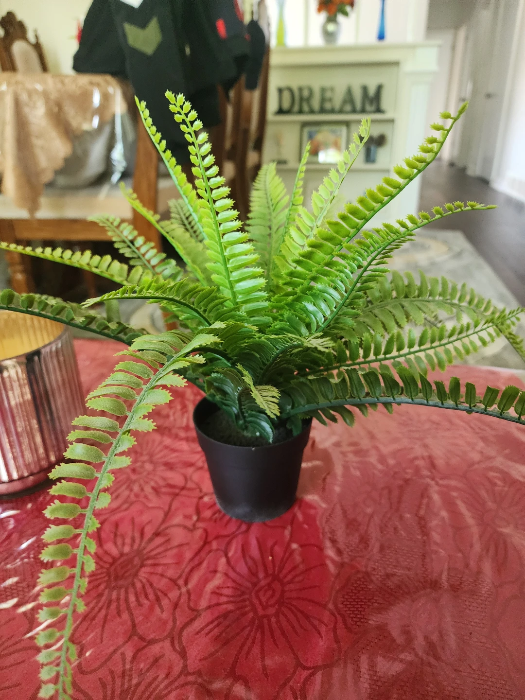 Artificial Fern Plant in Silver Ribbed Pot