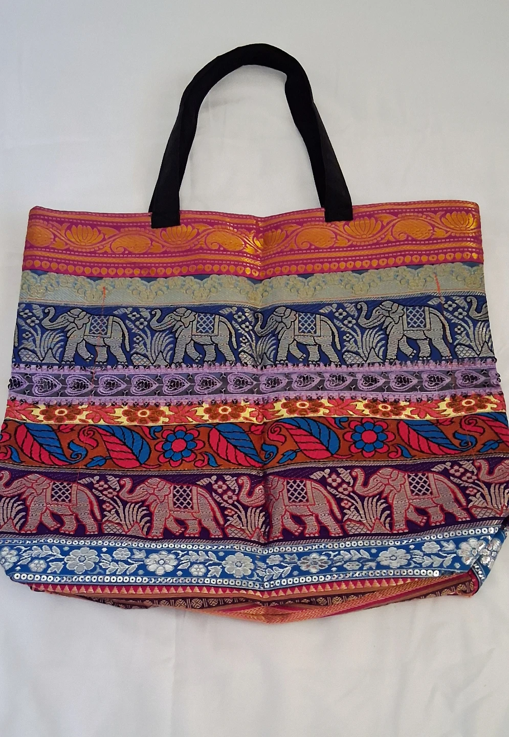 NEW BOHO VIBRANT PATTERN ELEPHANT TOTE BAG