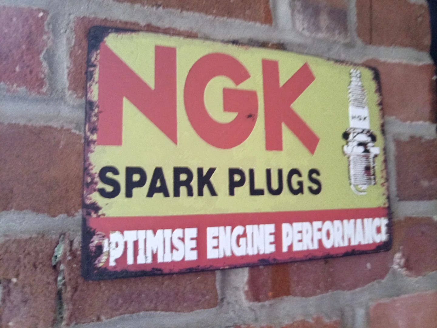 NGK Spark Plugs Metal look Sign. Made locally in gastown