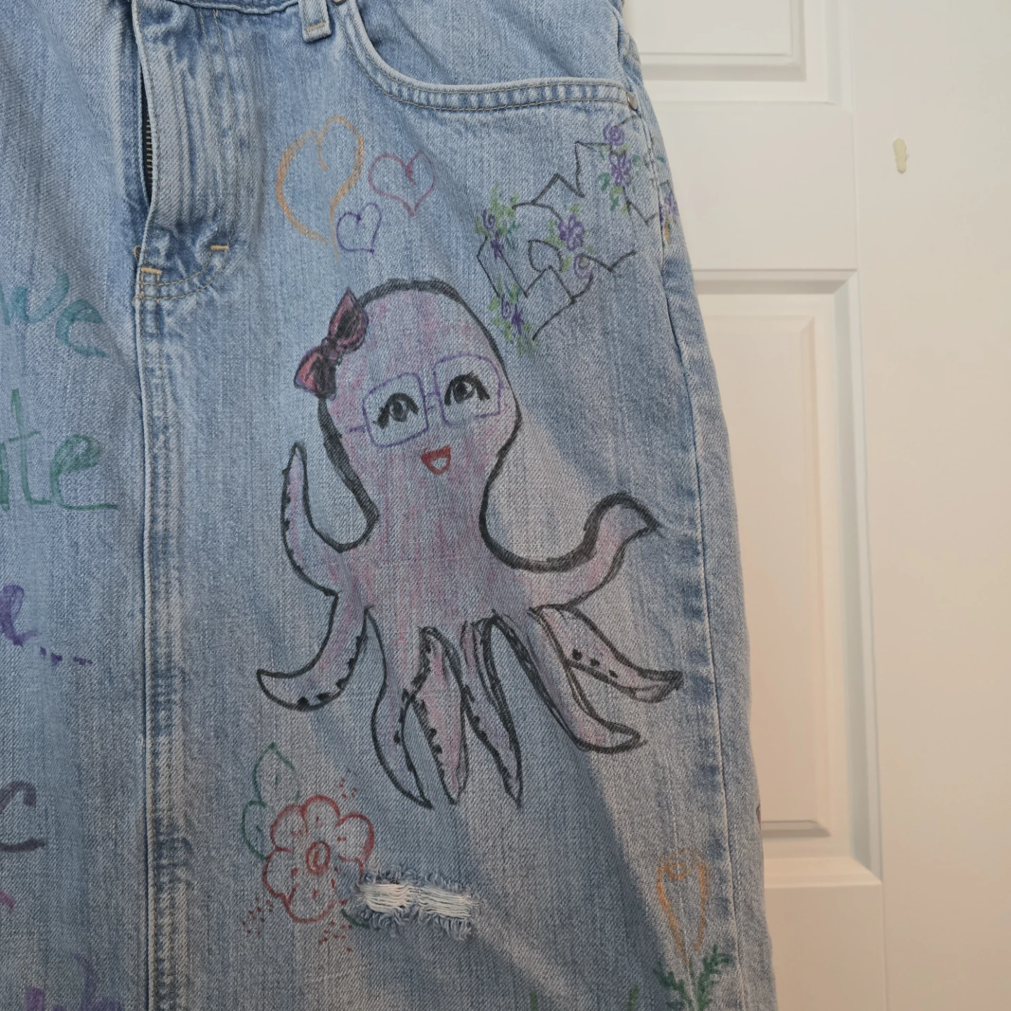 Tommy Hilfiger Women's Size 12 Jean Skirt - Custom Art - photo 2